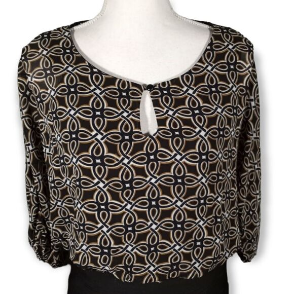 DANNY & NICOLE BLACK & BEIGE  BLOUSON DRESS SZ.4 EUC - Picture 2 of 8